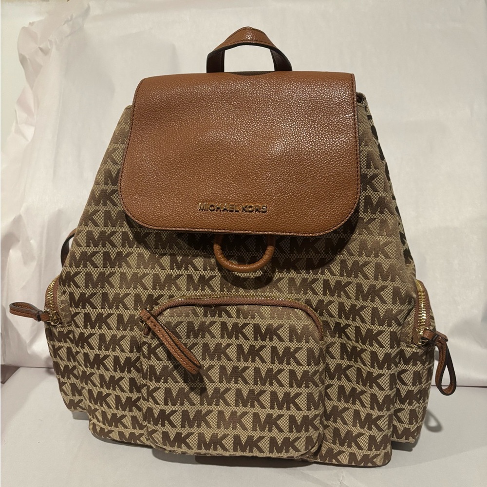 Michael Kors Brown and Tan Signature Backpack
